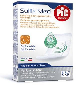 CEROTTO PIC SOFFIX MED IN TNT CON TAMPONE CENTRALE ASSORBENTE STERILE MONOUSO 5X7 CM ANTIBATTERICO 5 PEZZI - lepimpinelle.it
