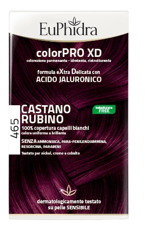 EUPHIDRA COLORPRO XD 465 CAST RUBINO GEL COLORANTE CAPELLI IN FLACONE + ATTIVANTE + BALSAMO + GUANTI - lepimpinelle.it