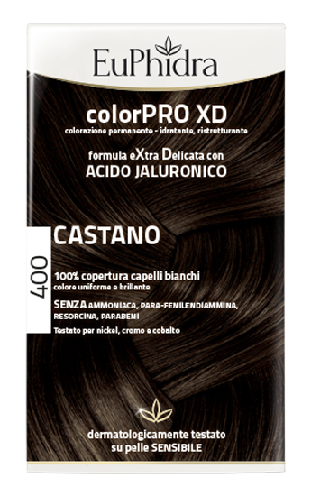 EUPHIDRA COLORPRO XD 400 CASTANO GEL COLORANTE CAPELLI IN FLACONE + ATTIVANTE + BALSAMO + GUANTI - lepimpinelle.it
