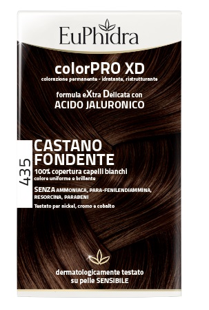 EUPHIDRA COLORPRO XD 435 CASTANO FONDENTE GEL COLORANTE CAPELLI IN FLACONE + ATTIVANTE + BALSAMO + GUANTI - lepimpinelle.it