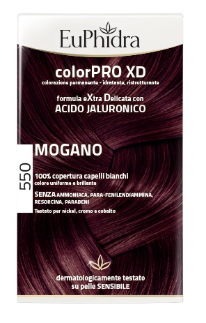 EUPHIDRA COLORPRO XD 550 MOGANO GEL COLORANTE CAPELLI IN FLACONE + ATTIVANTE + BALSAMO + GUANTI - lepimpinelle.it