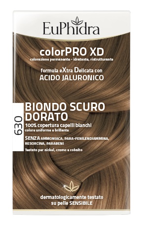 EUPHIDRA COLORPRO XD 630 BIONDO SCURO DORATO GEL COLORANTE CAPELLI IN FLACONE + ATTIVANTE + BALSAMO + GUANTI - lepimpinelle.it