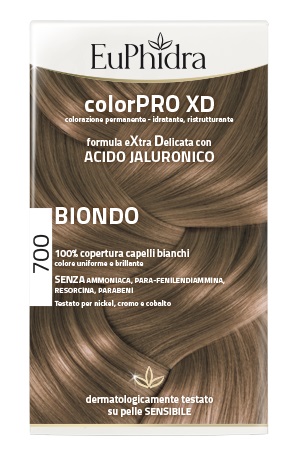 EUPHIDRA COLORPRO XD 700 BIONDO GEL COLORANTE CAPELLI IN FLACONE + ATTIVANTE + BALSAMO + GUANTI - lepimpinelle.it