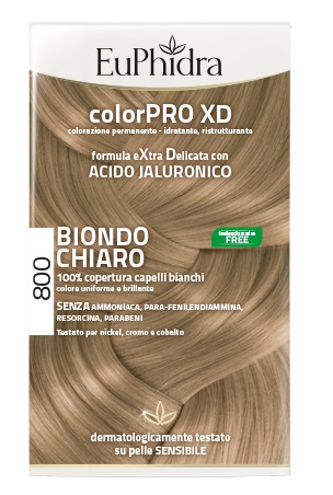 EUPHIDRA COLORPRO XD 800 BIONDO CHIARO GEL COLORANTE CAPELLI IN FLACONE + ATTIVANTE + BALSAMO + GUANTI - lepimpinelle.it