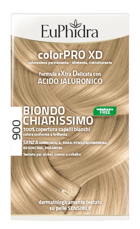 EUPHIDRA COLORPRO XD 900 BIONDO CHIARISSIMO GEL COLORANTE CAPELLI IN FLACONE + ATTIVANTE + BALSAMO + GUANTI - lepimpinelle.it