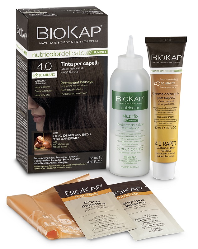 BIOS LINE  BIOKAP NUTRICOLOR DELICATO RAPID TINTA 4,00 CASTANO NATURALE 135 ML - lepimpinelle.it