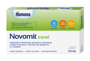 NOVOMIT TRAVEL 12 GOMME DA MASTICARE GUSTO ARANCIA - lepimpinelle.it