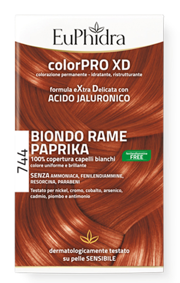 EUPHIDRA COLORPRO GEL COLORANTE CAPELLI XD 744 PAPRIKA 50 ML IN FLACONE + ATTIVANTE + BALSAMO + GUANTI - lepimpinelle.it