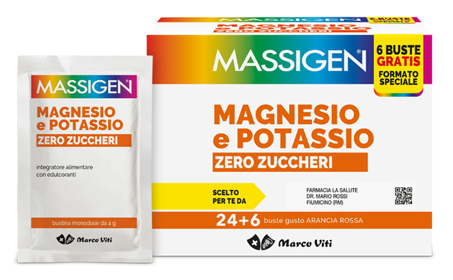 MASSIGEN MAGNESIO POTASSIO ZERO ZUCCHERO 24 BUSTINE + 6 BUSTINE - lepimpinelle.it
