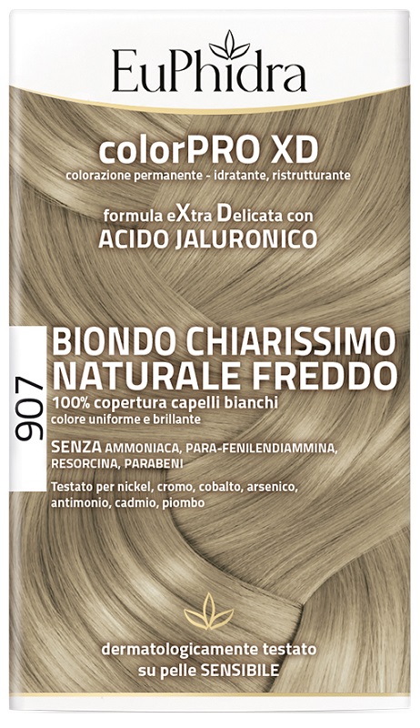 EUPHIDRA COLORPRO XD 907 BIONDO CHIARO MOGANO NATURALE F COLORE + ATTIVANTE + BALSAMO + CUFFIA + GUANTI - lepimpinelle.it