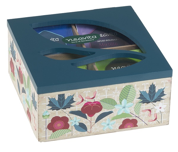 NEAVITA COFANETTO LEGNO BIO AZZURRO 20 FILTRI TISANE ASSORTITE - lepimpinelle.it