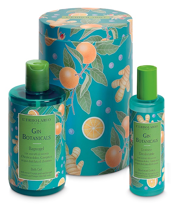 GIN BOTANICALS BEAUTY BOX BACCHE DI GINEPRO EDIZIONE LIMITATA 1 BAGNOGEL 300 ML + 1 LOZIONE DEODORANTE 100 ML - lepimpinelle.it