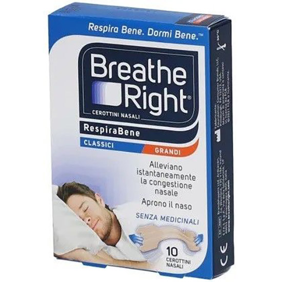 CEROTTI NASALI BREATHE RIGHT CLASSICI GRANDI 10 PEZZI - lepimpinelle.it