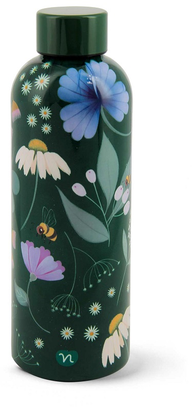 NEAVITA BOTTIGLIA THERMOS IN ACCIAIO JOYFUL NATURE VERDE DA 500 ML - lepimpinelle.it